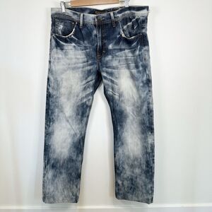 Akoo Brand Jeans Men’s Size 36x29 Distressed Streetwear Style Acid Wash Bleached